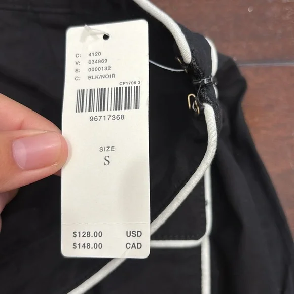 NWT Maeve Black Pencil Skirt with White Piping - Picture 3 of 8